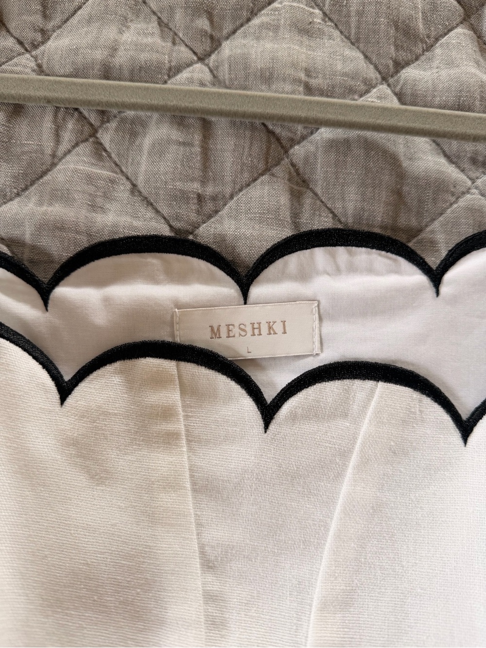 Meshki White Crop Top with Black Scallop Trim - Picture 9 of 9